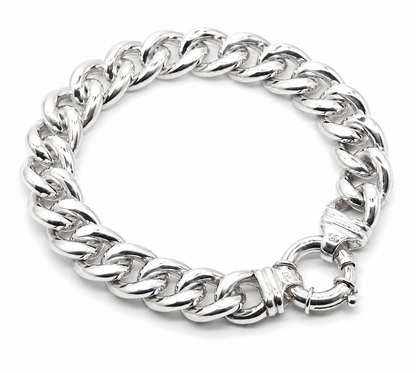 Fine Silver 999 Kerb Curb Bracelet 21cm 81.60grams