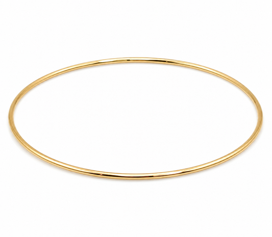 Genuine 9ct 9kt SOLID Yellow, Rose or White Gold Thin 1.3mm GOLF bangle 60mm inside diameter