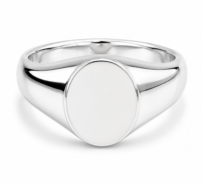 Genuine Sterling Silver 925 Solid Oval 12mm x 16mm Heavy Signet Ring in your size