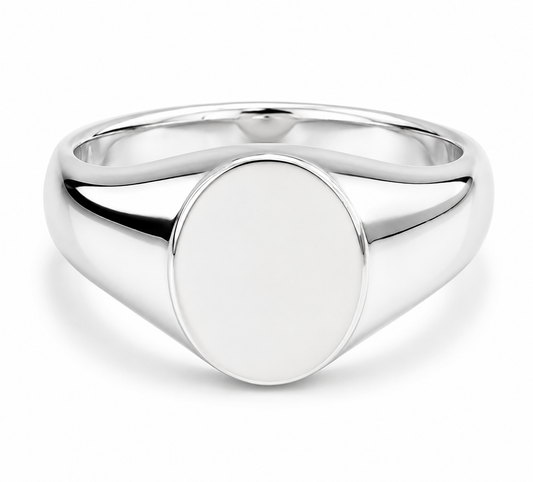 Genuine Sterling Silver 925 Solid Oval 12mm x 14mm Heavy Signet Ring in your size