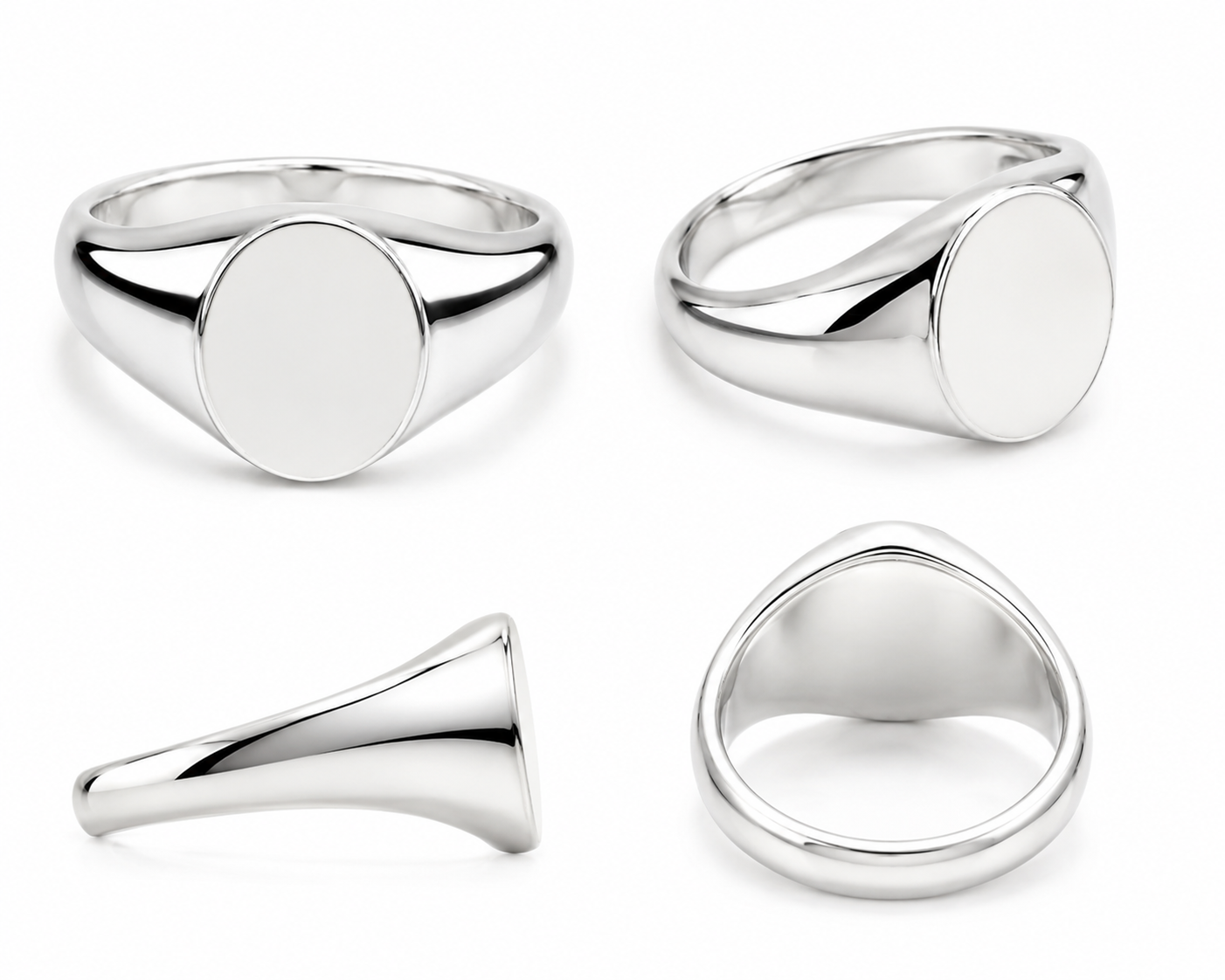 Genuine Sterling Silver 925 Solid Oval 12mm x 16mm Heavy Signet Ring in your size