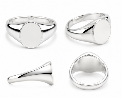 Genuine Sterling Silver 925 Solid Oval 12mm x 16mm Heavy Signet Ring in your size