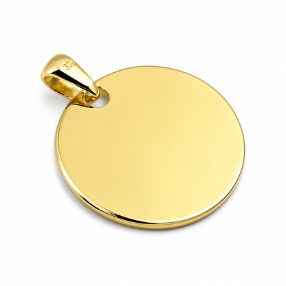 Solid 9ct 9kt 375 Yellow, Rose or White Gold 375 Large Round Shield Pendant - Engraving included