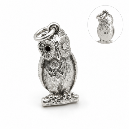 Heavy Genuine Sterling Silver 925 3D Heavy Owl Pendant