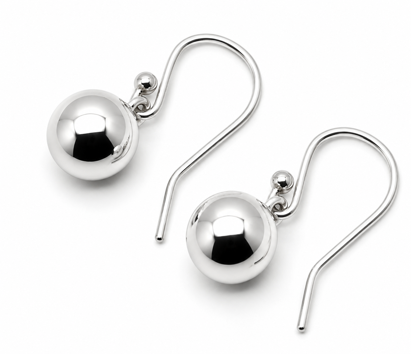 Kaedesigns Sterling Silver 925 10mm Euro Ball Hook Earrings