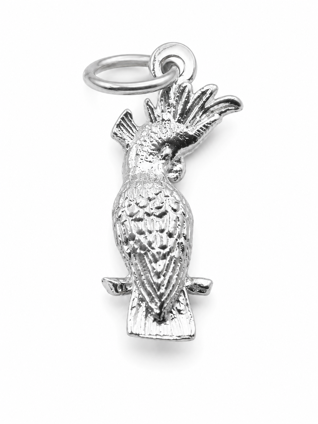 Genuine Sterling Silver 925 Parrot Cockatoo Pendant Charm