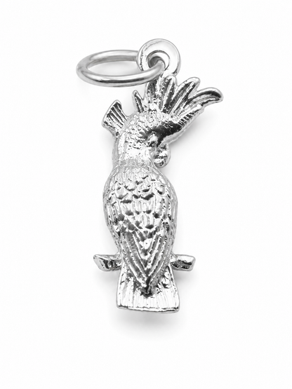 Genuine Sterling Silver 925 Parrot Cockatoo Pendant Charm