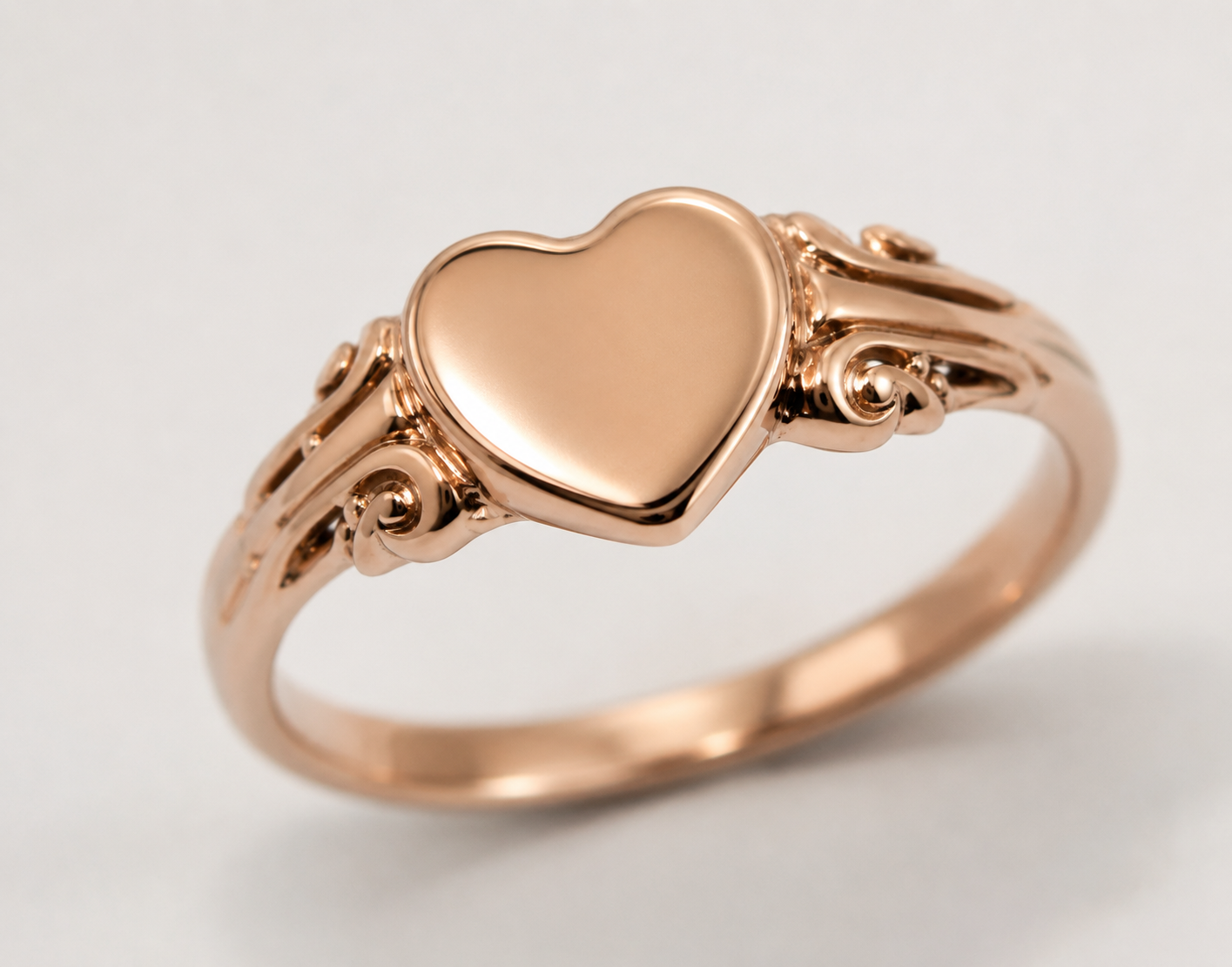 Genuine 9ct 9Kt 375 Yellow, Rose or White Gold 375 Heart Signet Ring - Choose your size H to P