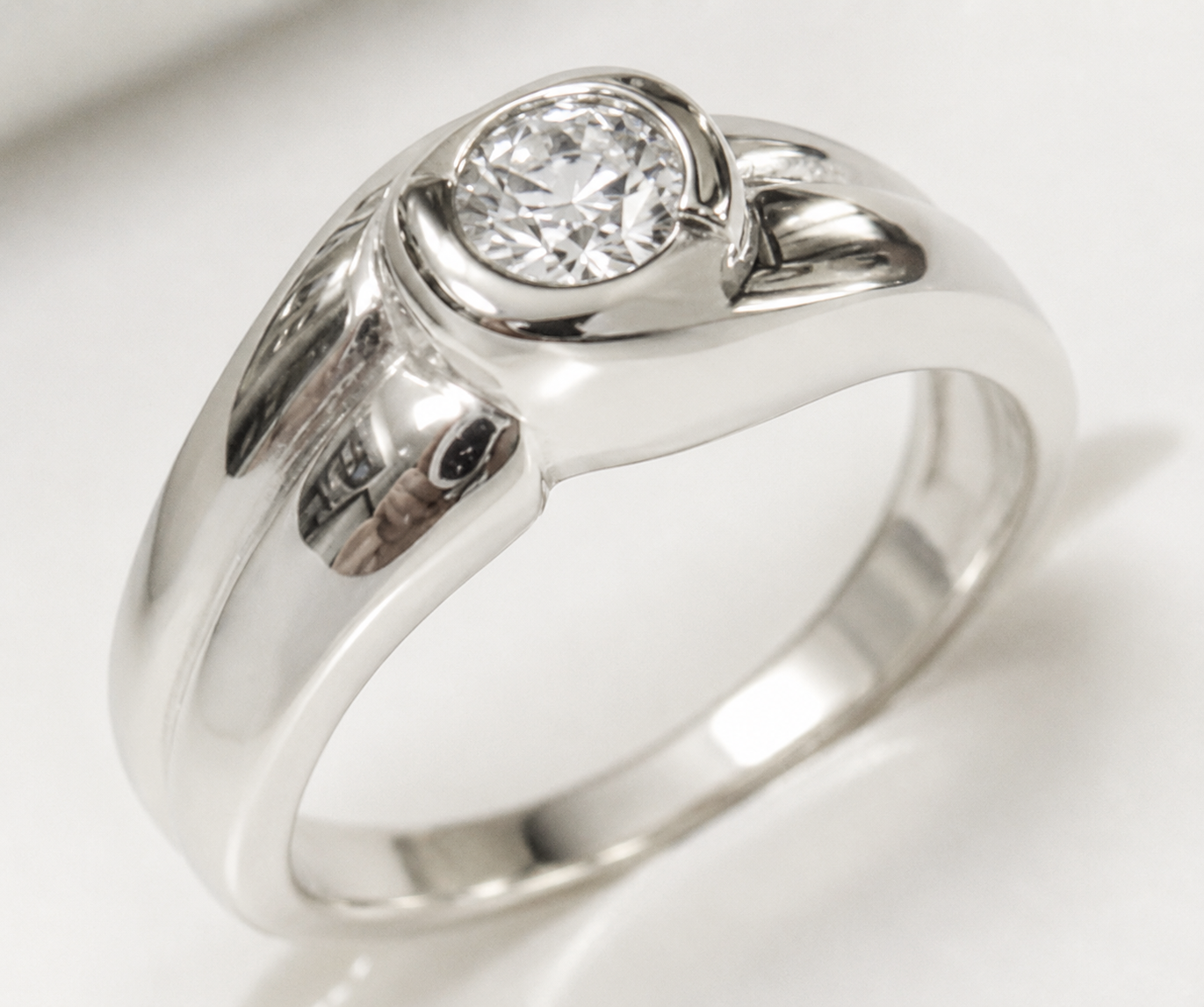 Size K Sterling Silver 925 Lab Grown Diamond Diamond Dress Ring Bezel Set Round