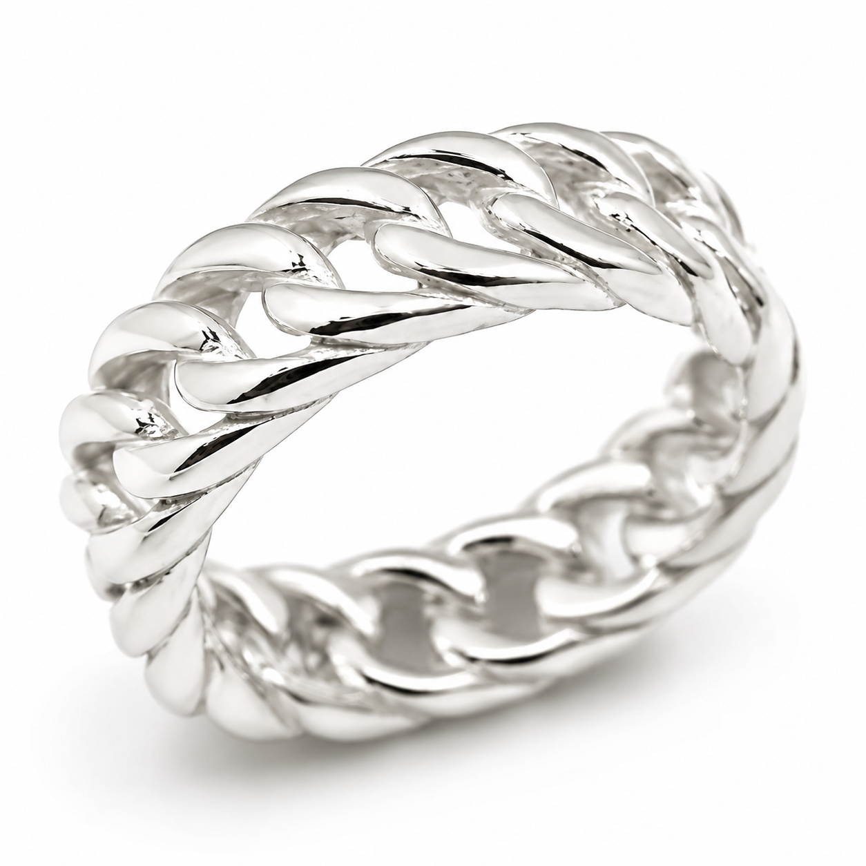 Genuine New Size M Sterling Silver Chain Link Ring