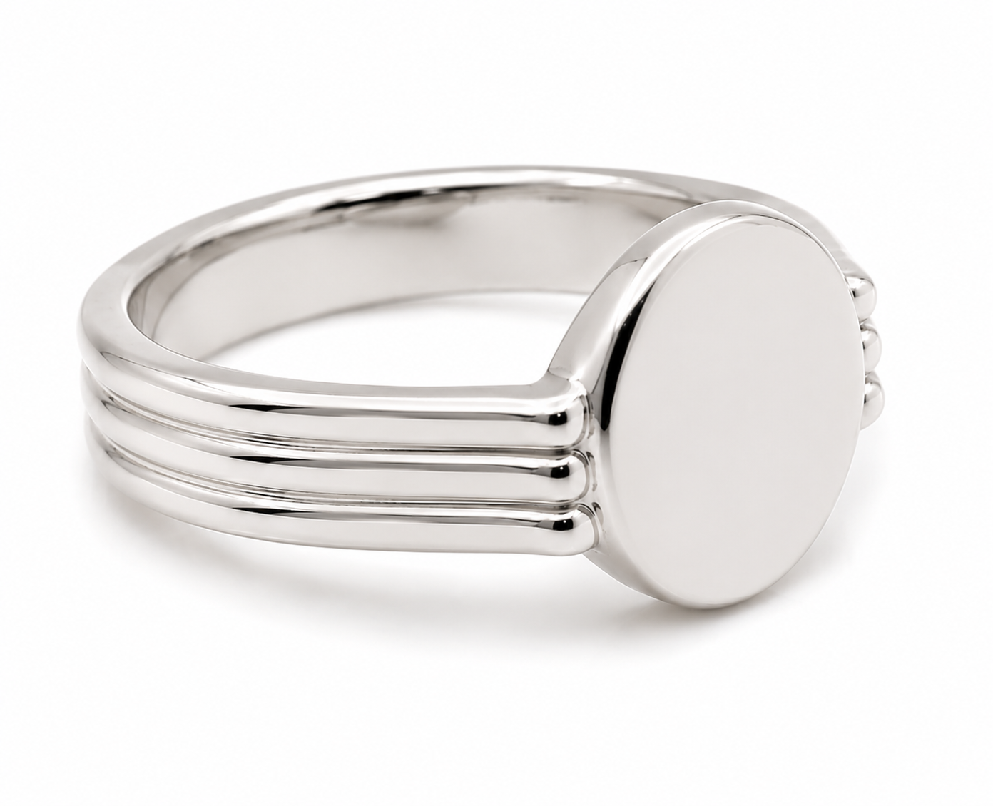 Sterling Silver 925 Oval Signet Ring -Free laser engraving of 2 initials - Choose your size from H to P