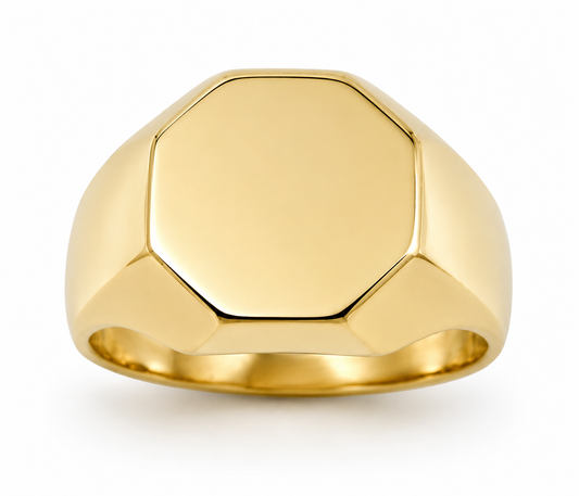 Heavy 9ct 9k 375 Yellow or Rose or White Gold or Sterling Silver Octagon Signet Ring