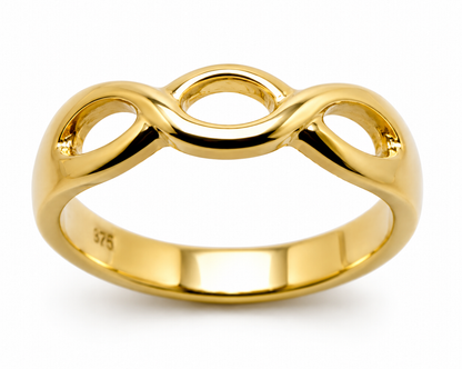 Genuine 9ct 9k 375 Yellow, Rose, White Gold or Sterling Silver Infinity Love Ring - Choose your size H to N