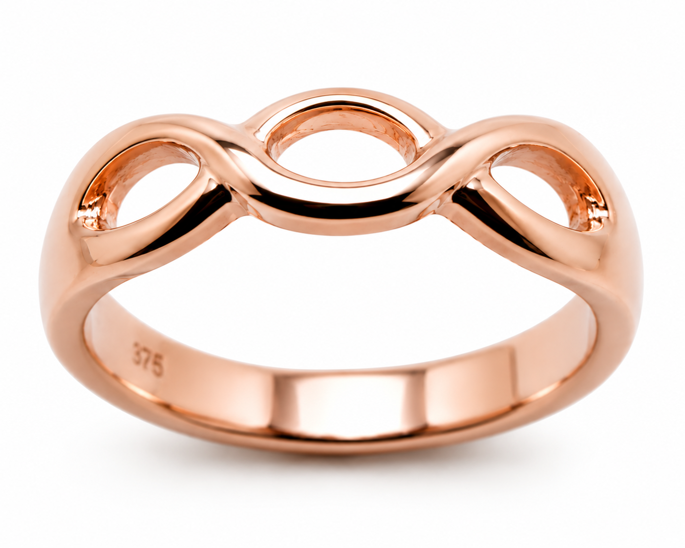 Genuine 9ct 9k 375 Yellow, Rose, White Gold or Sterling Silver Infinity Love Ring - Choose your size H to N