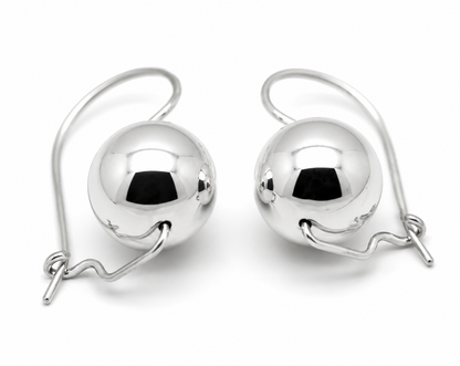 Genuine Sterling Silver Ball Hook Earrings 8mm, 10mm, 12mm, 14mm, 16mm
