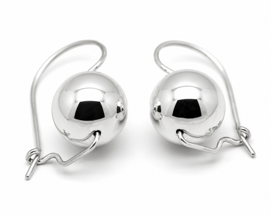 Genuine Sterling Silver Ball Hook Earrings 8mm, 10mm, 12mm, 14mm, 16mm