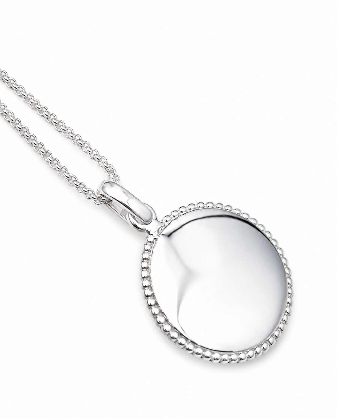Sterling Silver 925 16mm Disc Pendant Engraving Available + Kerb Chain with 45cm + 5cm extender