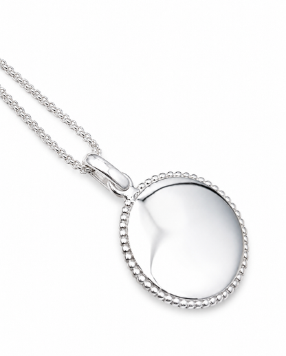 Sterling Silver 925 16mm Disc Pendant Engraving Available + Kerb Chain with 45cm + 5cm extender