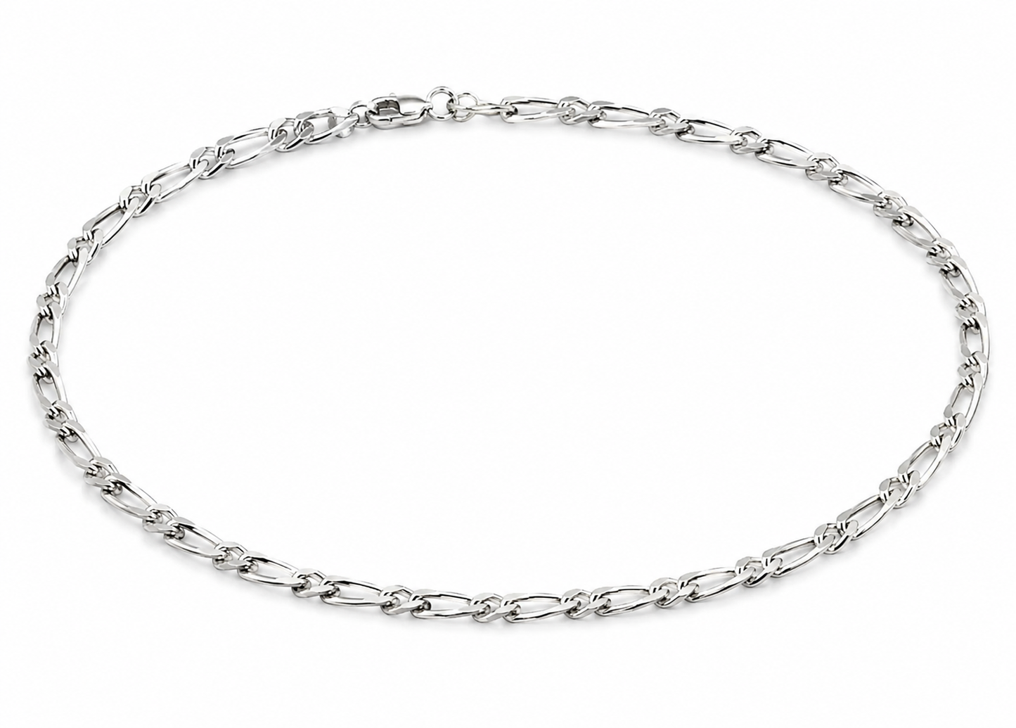 Genuine Sterling Silver 925 Figaro Charm bracelet 19cm long