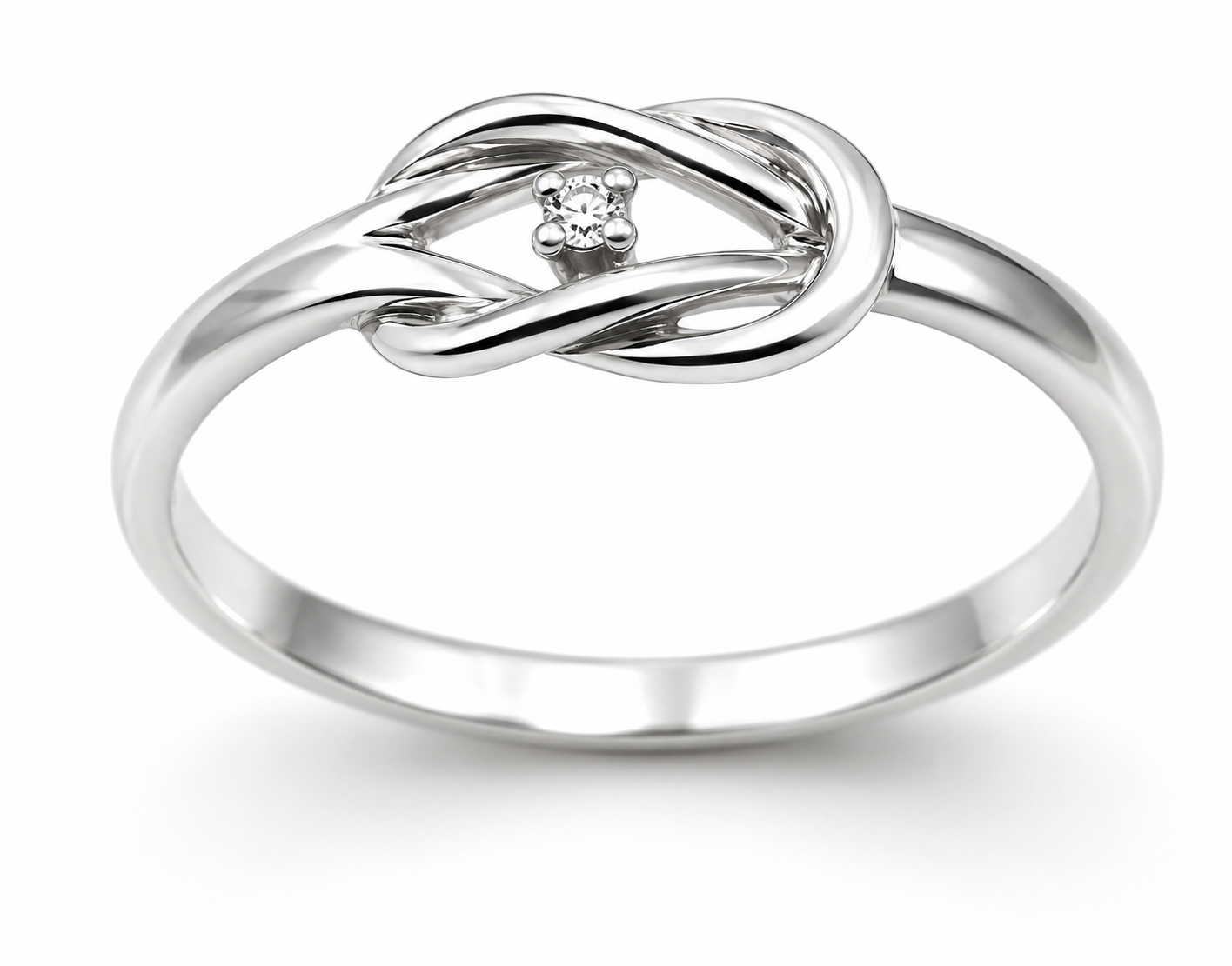 Genuine New Sterling Silver 925 Infinity Diamond Knot Ring Size P / 7.5