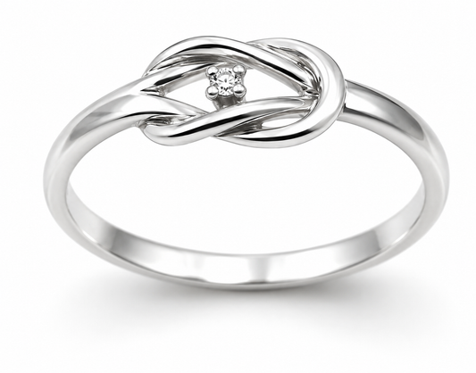 Genuine New Sterling Silver 925 Infinity Diamond Knot Ring Size N / 6.5