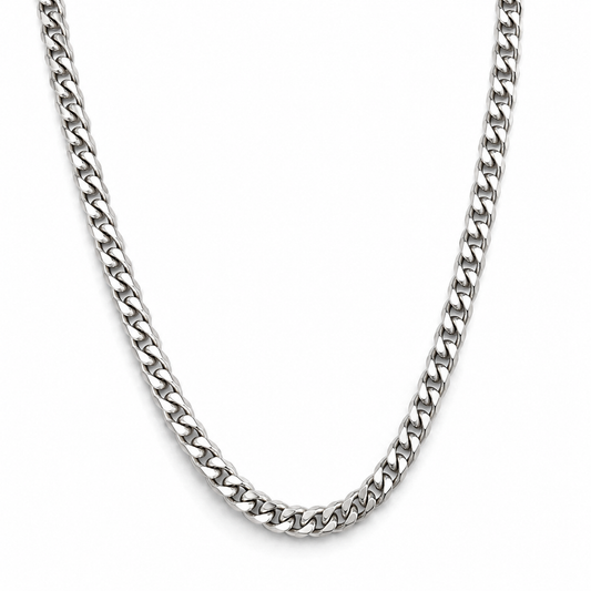 Sterling Silver 925 50cm 4.6mm Bevelled Curb Diamond Cut Chain Necklace
