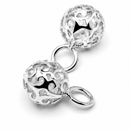 Kaedesigns Sterling Silver 925 10mm Filigree Flower Balls Charm Earrings