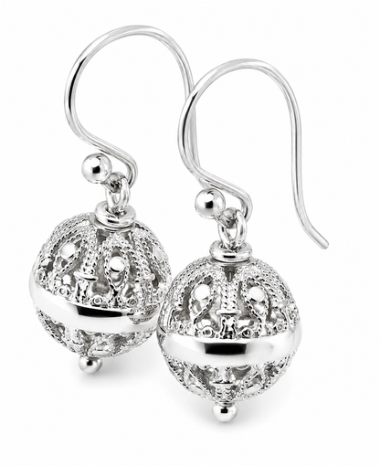 Kaedesigns Genuine 9kt 9ct 375 Yellow, Rose or White Gold 12mm Euro Ball Drop Filigree Earrings