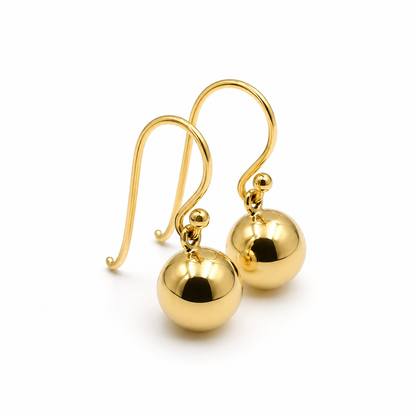 Kaedesigns Genuine 9ct Yellow, White or Rose Gold 10mm Plain Ball Earrings