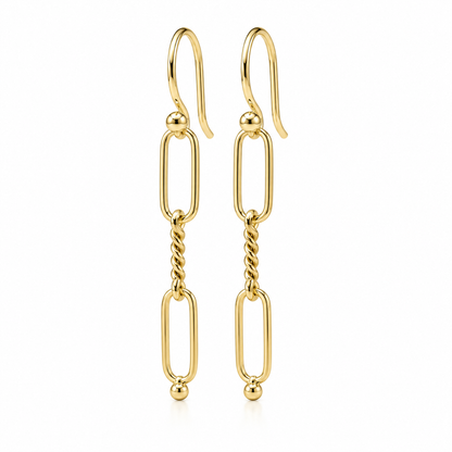 Genuine 9ct 9k 375 Yellow, Rose or White Gold Paper Clip Hook Earrings