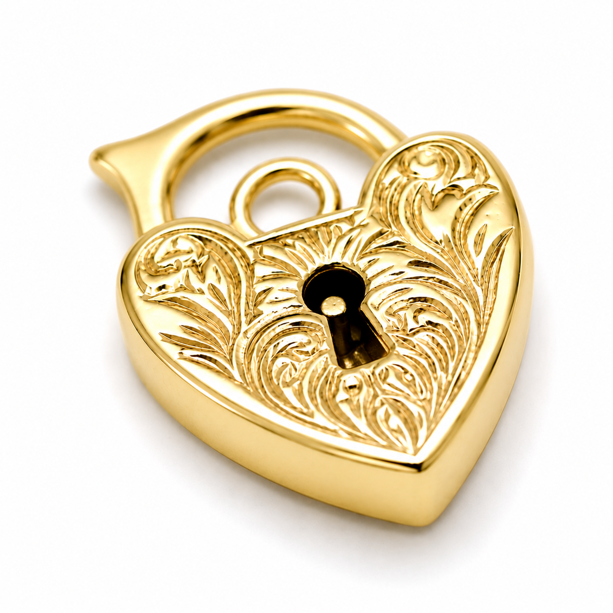 Small 12mm x 16mm 9ct 9k 375 Yellow, Rose or White Gold Filigree Heart Pendant Padlock