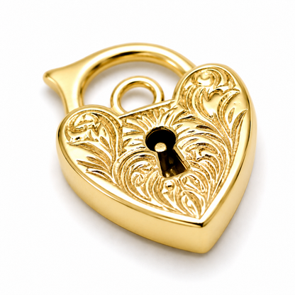 Small 12mm x 16mm 9ct 9k 375 Yellow, Rose or White Gold Filigree Heart Pendant Padlock