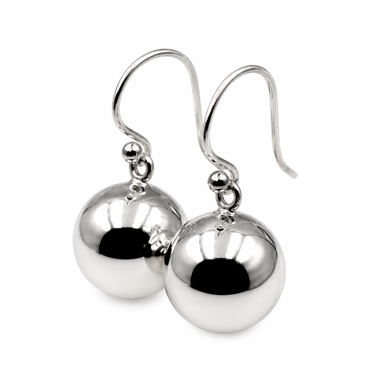 Genuine Large Sterling Silver 925 14mm Ball Drop Earrings
