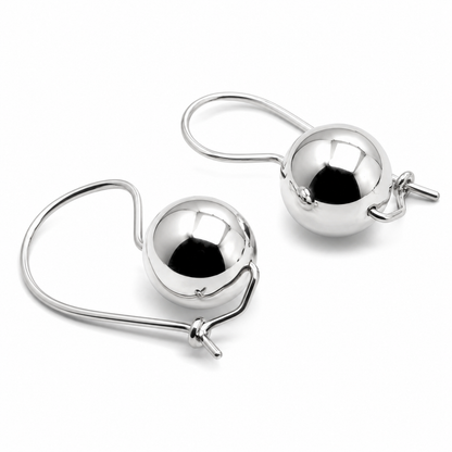 Genuine Extra Large Sterling Silver 925 14mm Ball Drop Earrings