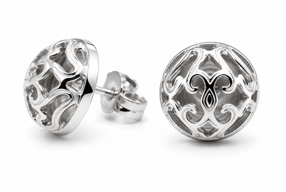 Genuine 9ct 9k 375 Solid Yellow, Rose or White Gold Half Ball 12mm Stud Filigree Earrings