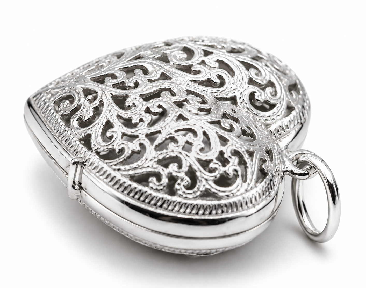 Heavy Large Genuine Sterling Silver 925 Filigree Heart Pendant Locket