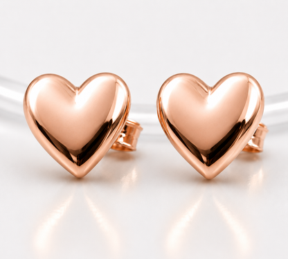 Kaedesigns 9ct 9K 375 Solid Yellow, Rose or White Gold Stud Small Heart Earrings