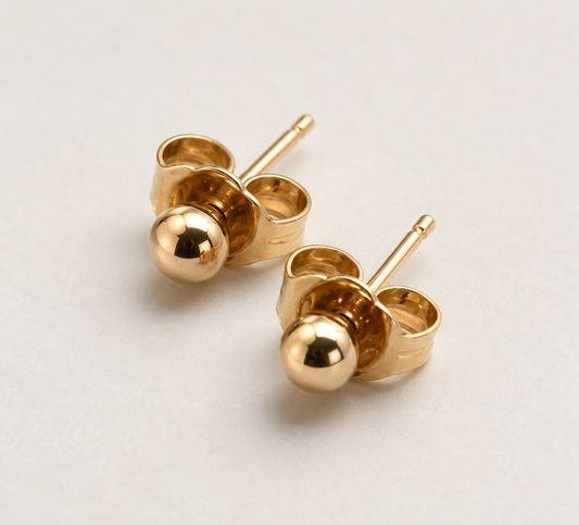 Kaedesigns, Genuine 14ct 14k Yellow Gold 3mm Stud Ball Earrings