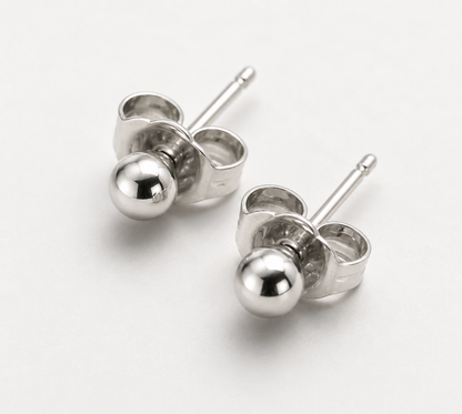 Kaedesigns Genuine 14ct 14k White Gold 3mm Stud Ball Earrings