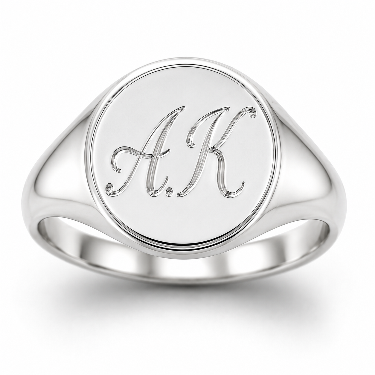 Heavy Solid 9ct 9k 375 White Gold Oval Signet Ring plus engraving in your size