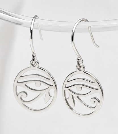 Kaedesigns Sterling Silver 925 Eye of Horus Egyptian Hook Earrings