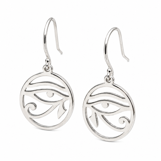 Kaedesigns Sterling Silver 925 Eye of Horus Egyptian Hook Earrings