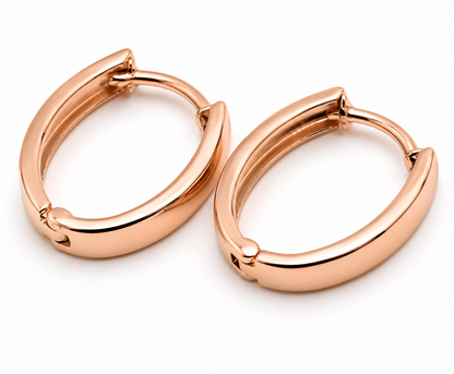 Genuine 9ct 9K 375 Yellow, Rose or White Gold Small Hoop Huggie Oval Earrings