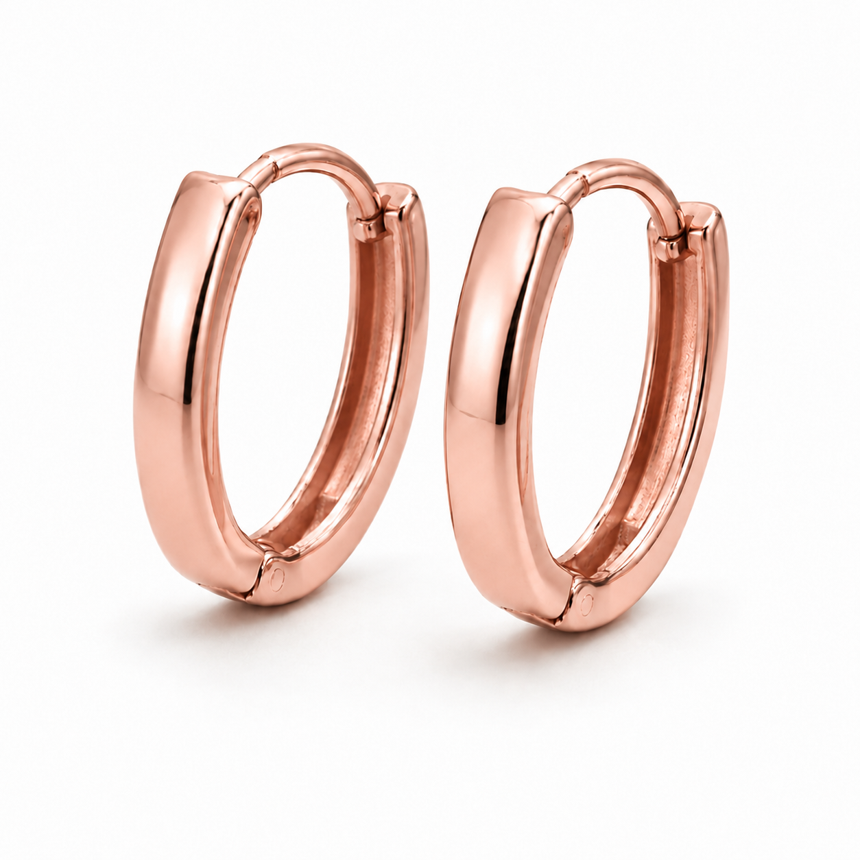 Genuine 9ct 9K 375 Yellow, Rose or White Gold Small Hoop Huggie Oval Earrings