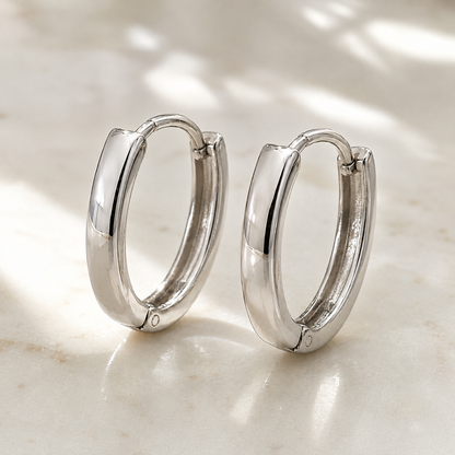 Genuine 9ct 9K 375 Yellow, Rose or White Gold Small Hoop Huggie Oval Earrings