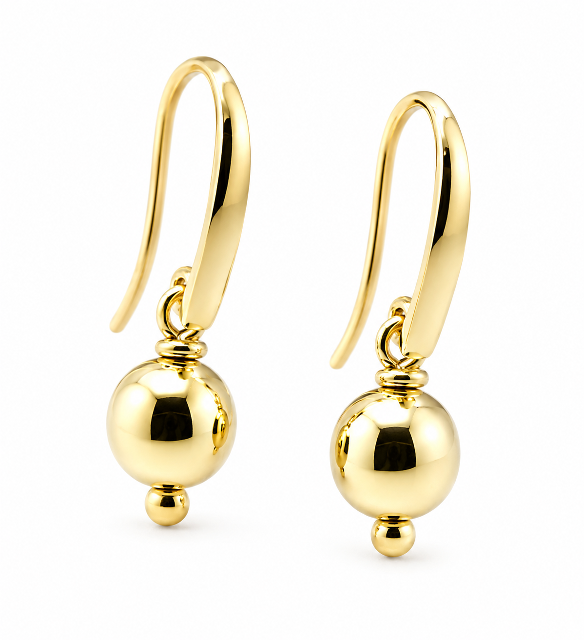 Kaedesigns 9ct 9kt 375 Yellow, Rose or White Gold 8mm Thick Hook Drop Ball Earrings
