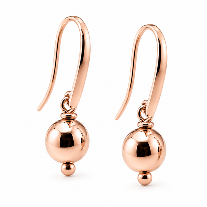 Kaedesigns 9ct 9kt 375 Yellow, Rose or White Gold 8mm Thick Hook Drop Ball Earrings