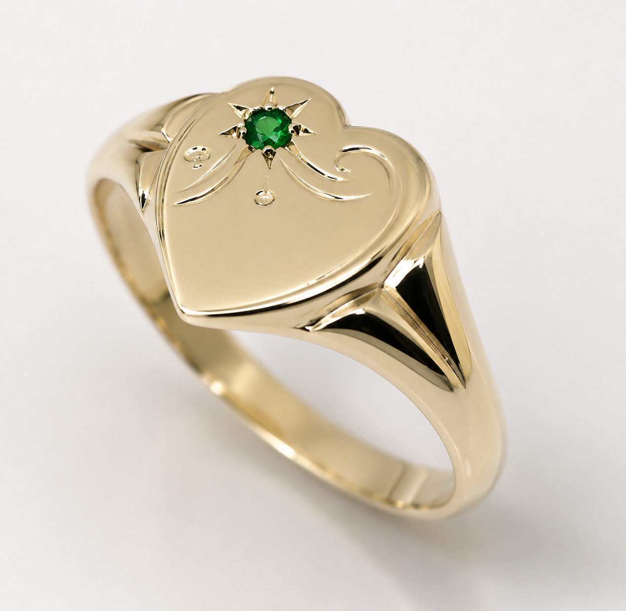 Genuine 9ct 9K 375 Yellow, Rose or White Gold Blue Emerald (Birthstone- May ) Signet Ring 265