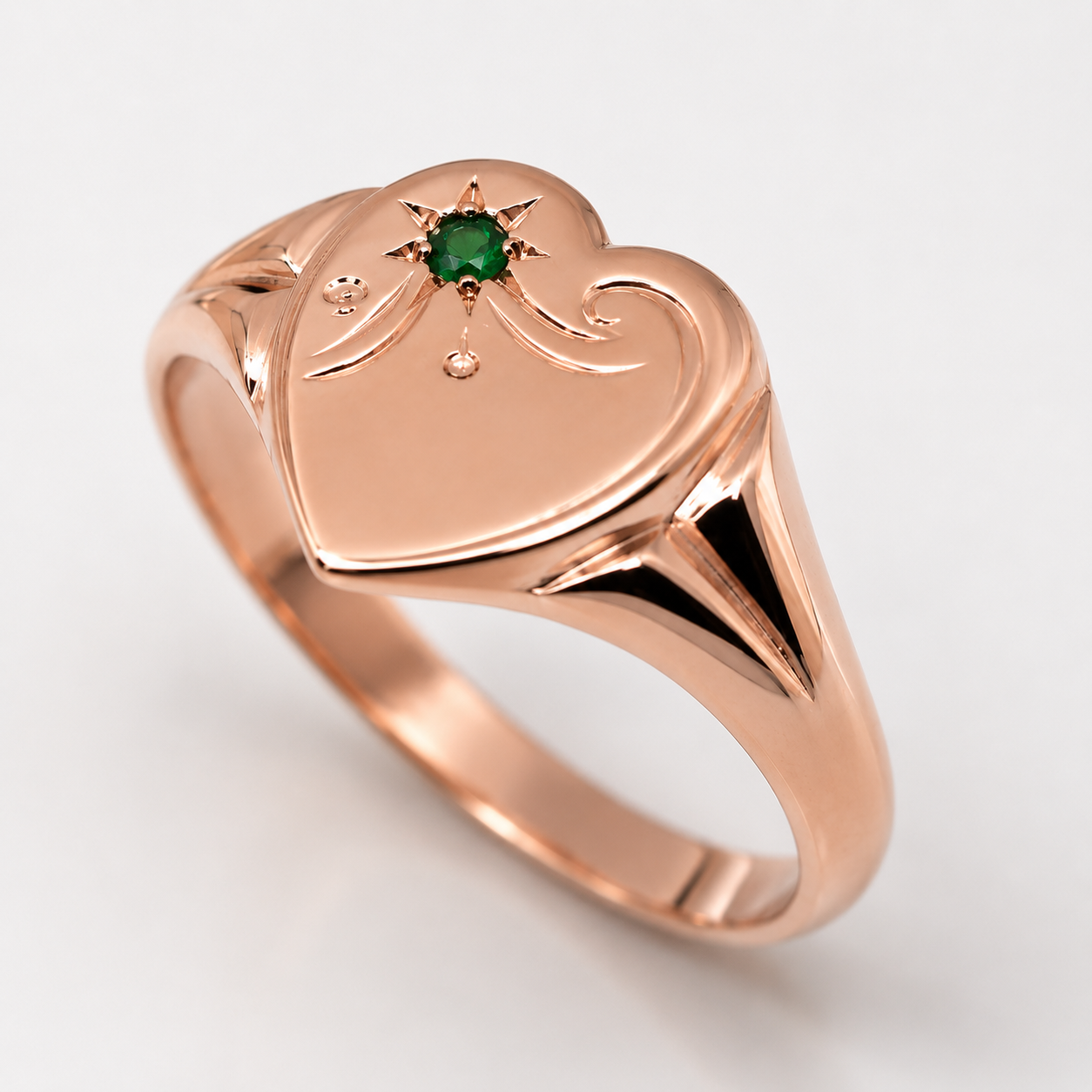 Genuine 9ct 9K 375 Yellow, Rose or White Gold Blue Emerald (Birthstone- May ) Signet Ring 265