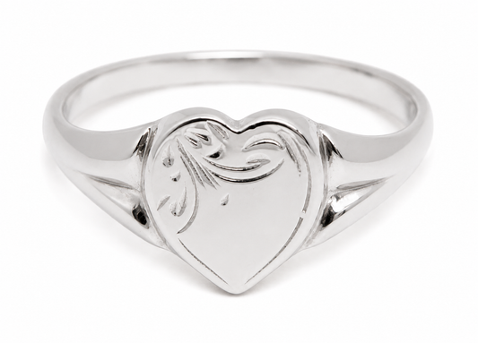 Kaedesigns Genuine Large Sterling Silver 925 Heart Signet Ring - Choose your size